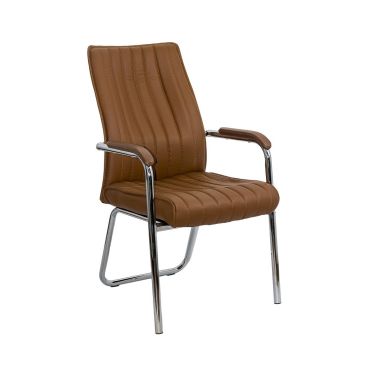 Scaun asteptare maro din piele ecologica cu cadru cromat HRC 614