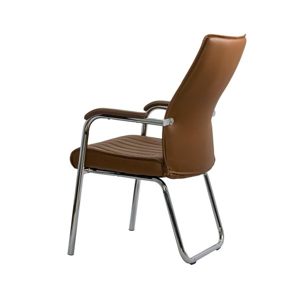 Scaun asteptare maro din piele ecologica cu cadru cromat HRC 614