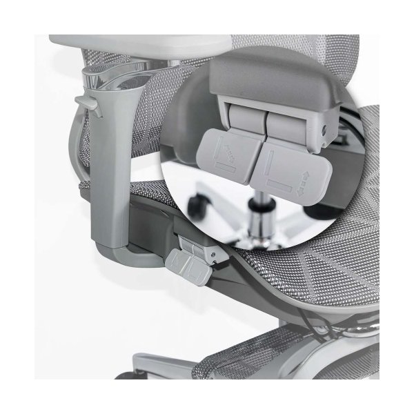Scaun birou ergonomic gri din mesh cu tetieră reglabilă, brațe 4D și șezut culisant SYYT 9520