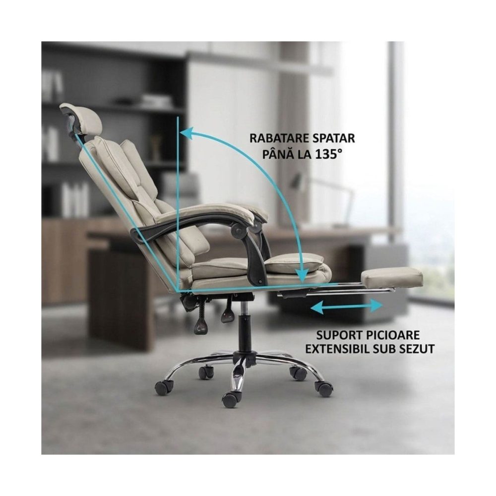 Scaun de birou din piele eco cu suport de picioare OFF 4151 gri