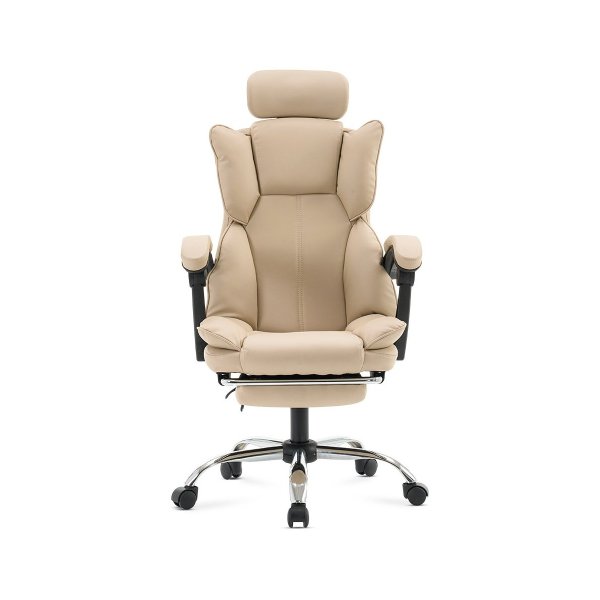 Scaun de birou din piele eco si suport de picioare OFF 4151 crem