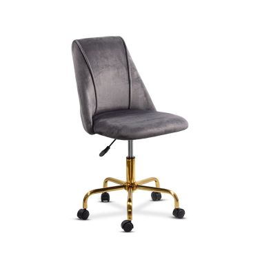 Scaun de birou elegant din catifea si baza aurie OFF 642 gri