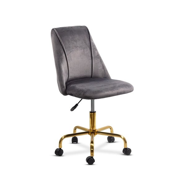 Scaun de birou elegant din catifea si baza aurie OFF 642 gri