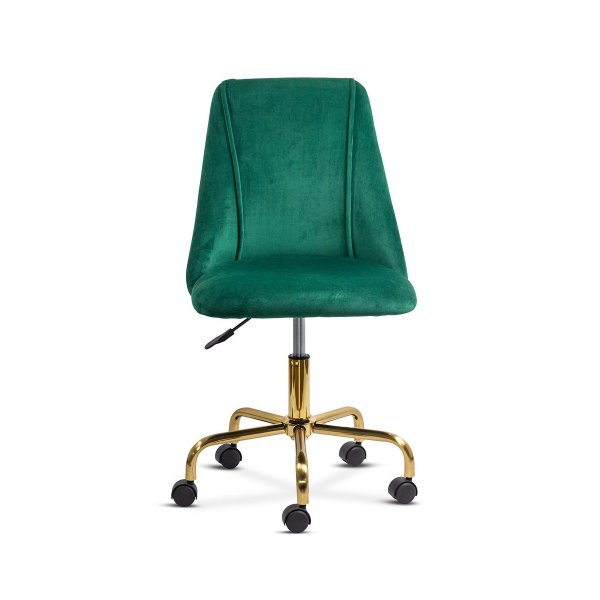 Scaun de birou elegant din catifea si baza aurie OFF 642 verde