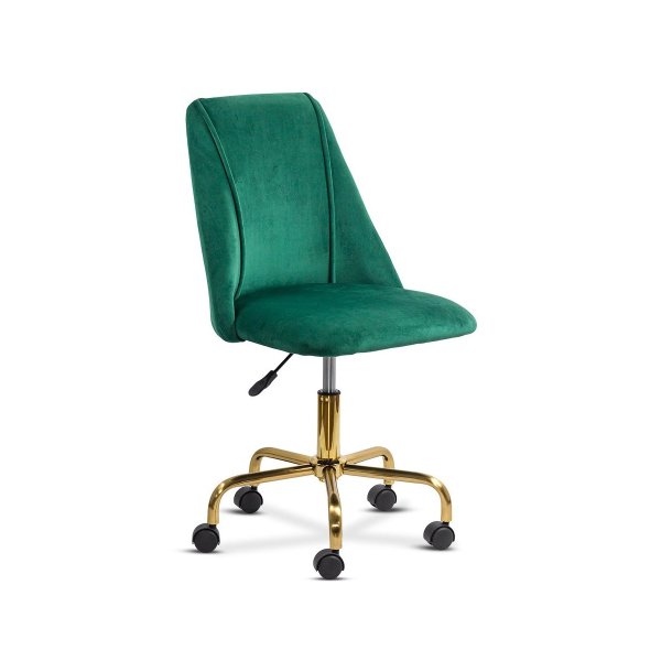 Scaun de birou elegant din catifea si baza aurie OFF 642 verde
