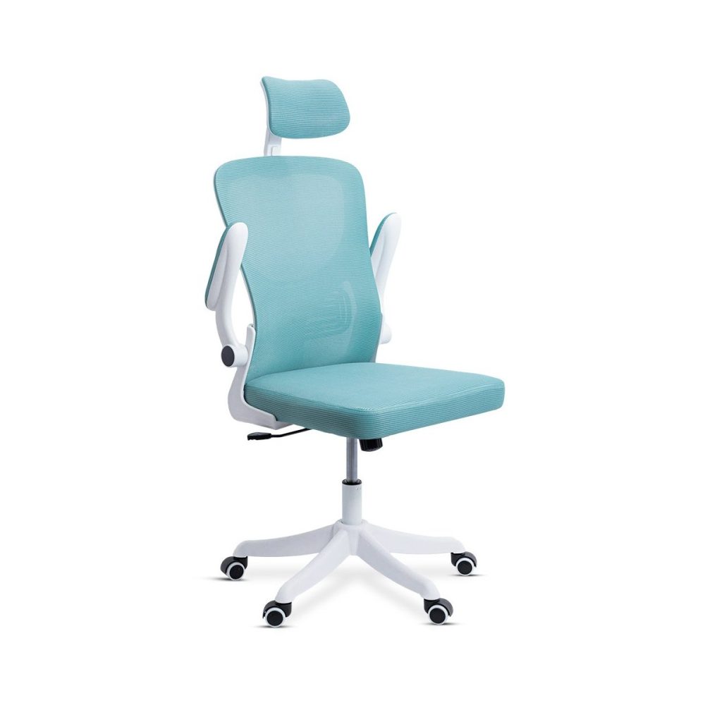 Scaun de birou ergonomic cu spatar inalt, suport lombar si cotiere rabatabile OFF 336 bleu