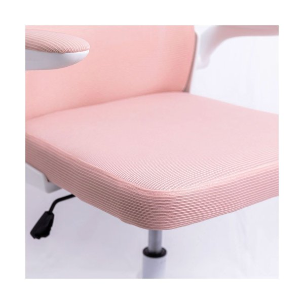 Scaun de birou ergonomic cu spatar inalt, suport lombar si cotiere rabatabile OFF 336 roz