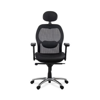 Scaun de birou ergonomic rezistent 150 kg cu suport lombar si cotiere reglabile SYYT 9513 negru