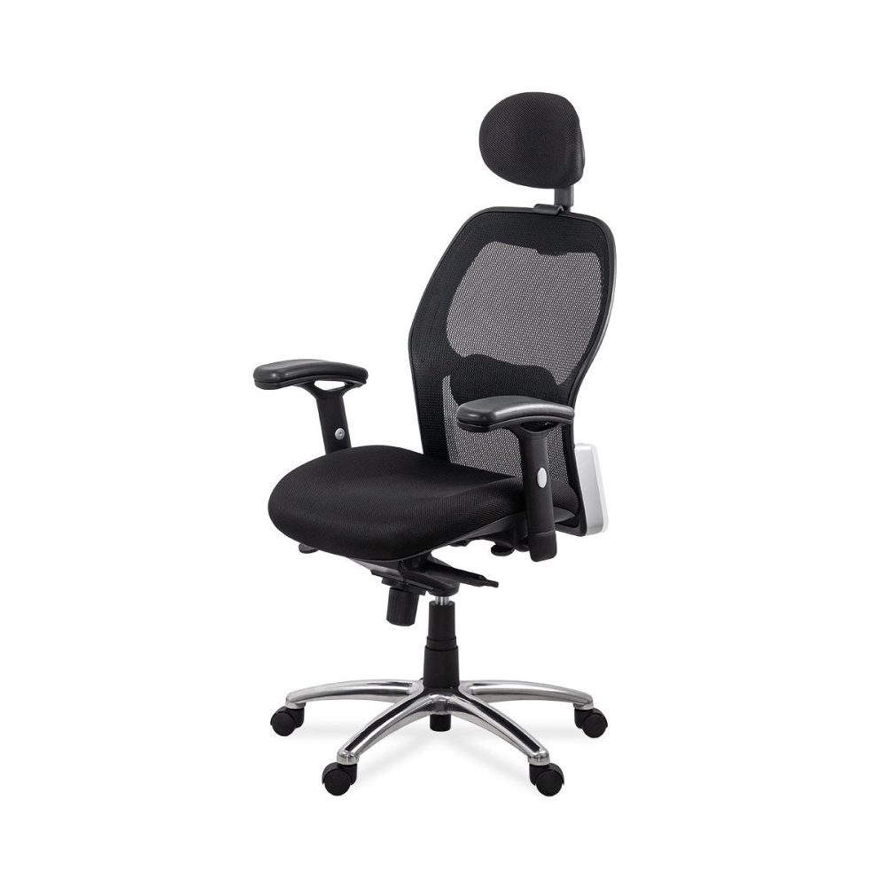 Scaun de birou ergonomic rezistent 150 kg cu suport lombar si cotiere reglabile SYYT 9513 negru