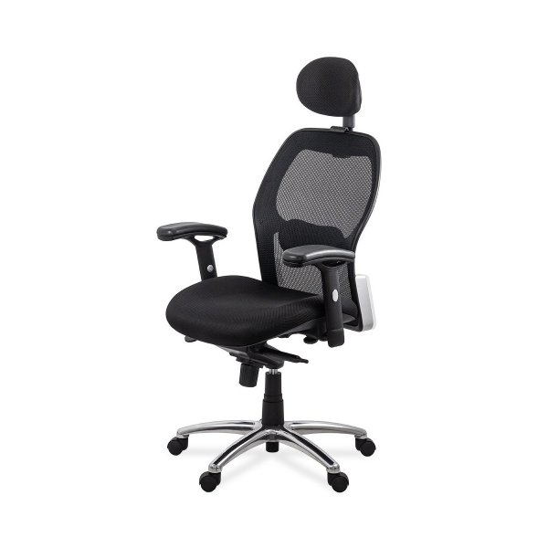 Scaun de birou ergonomic rezistent 150 kg cu suport lombar si cotiere reglabile SYYT 9513 negru