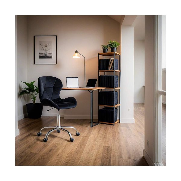 Scaun de birou negru, catifea, rotativ OFF 334