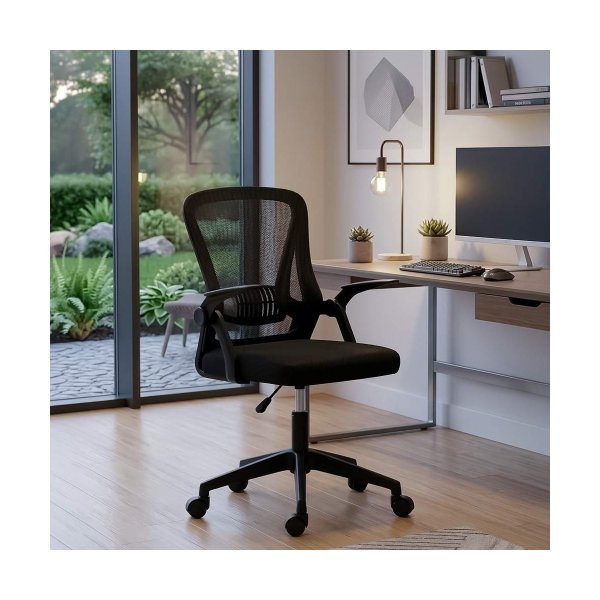 Scaun de birou pentru copii din mesh cu suport lombar OFF 433 negru