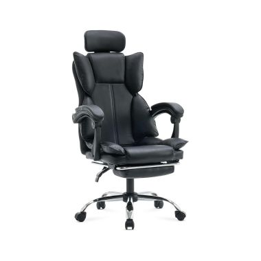 Scaun de birou tapiterie piele eco si suport de picioare OFF 4151 negru