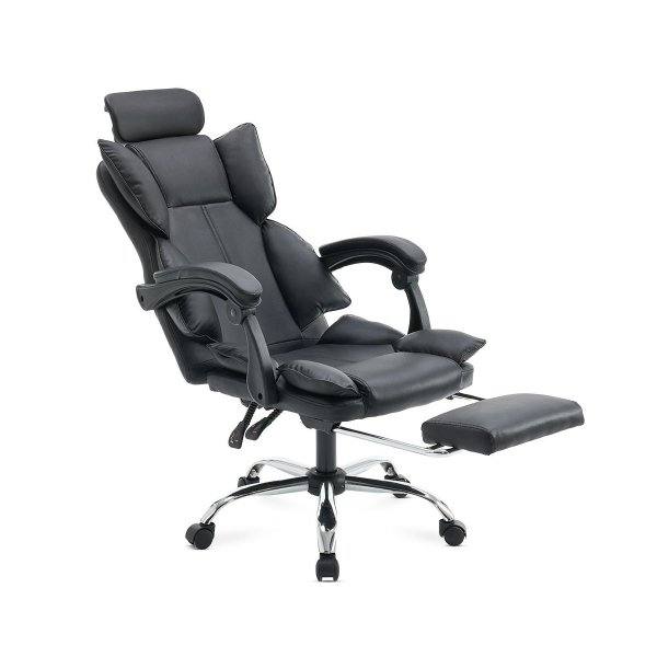 Scaun de birou tapiterie piele eco si suport de picioare OFF 4151 negru