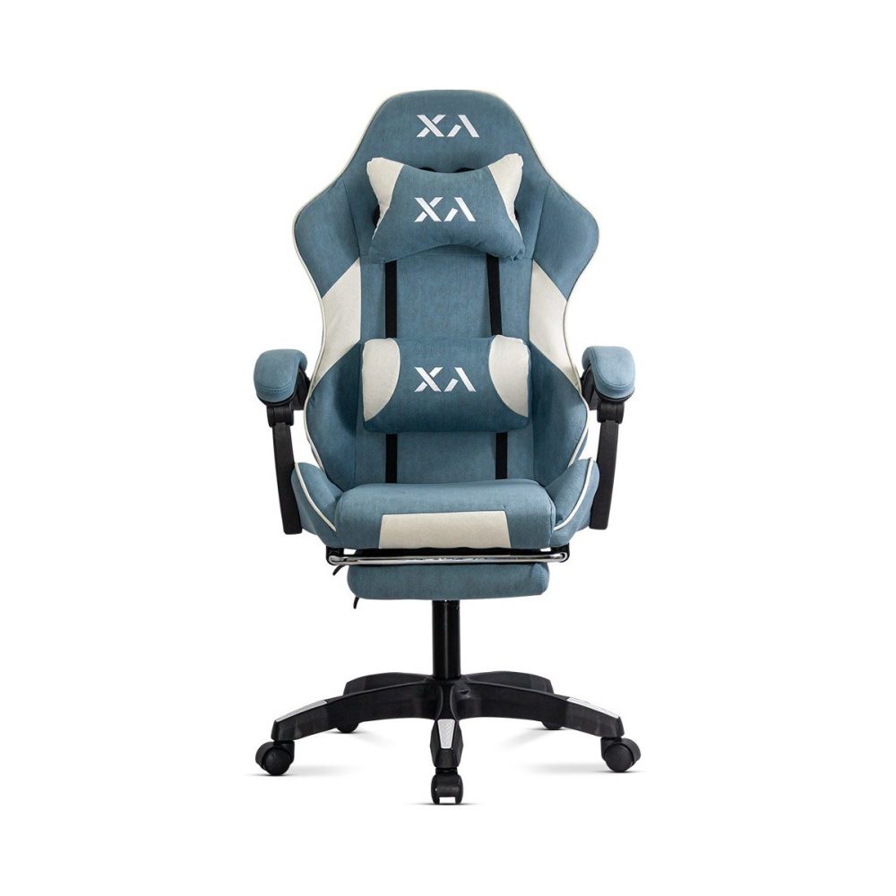 Scaun de gaming bleu OFF 295 din stofa cu spatar rabatabil