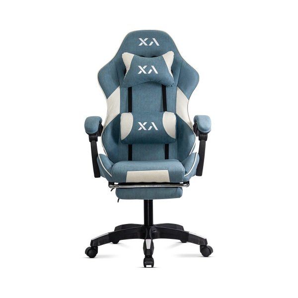 Scaun de gaming bleu OFF 295 din stofa cu spatar rabatabil