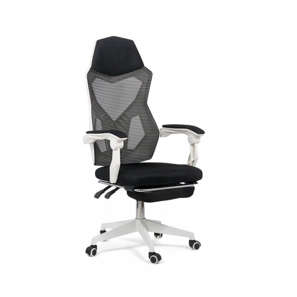 Scaun de gaming ergonomic cu suport de picioare OFF 424 alb