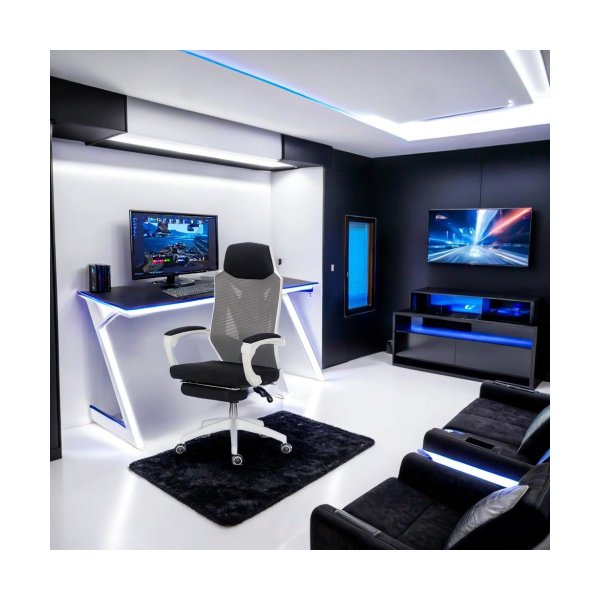Scaun de gaming ergonomic cu suport de picioare OFF 424 gri