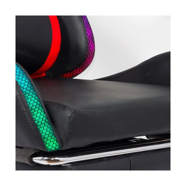 Scaun de gaming negru din piele ecologică cu lumini RGB OFF 303