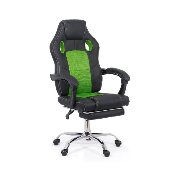Scaun de gaming verde din piele ecologică OFF 3091