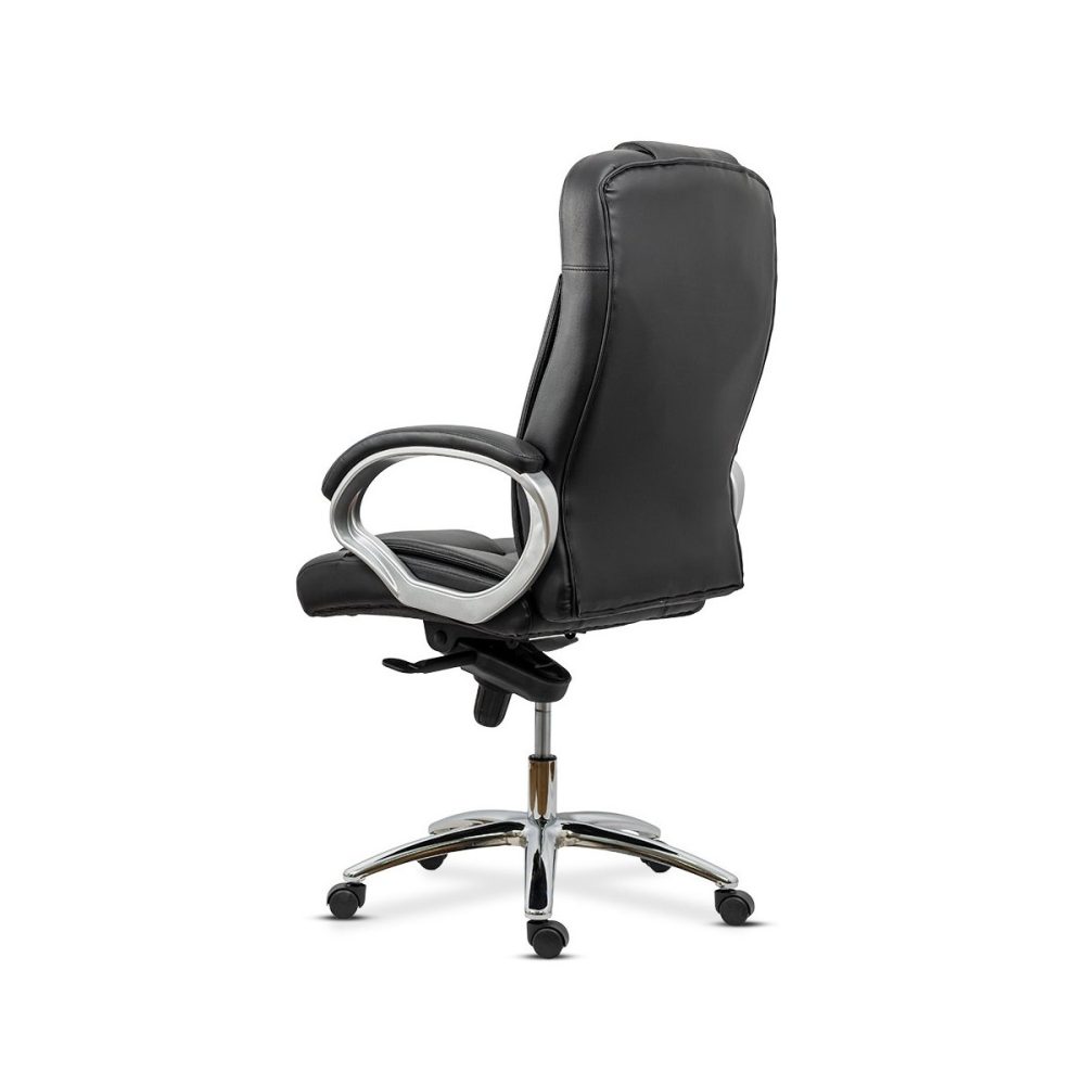 Scaun directorial din piele naturală cu bază metalică OFF 5860 negru