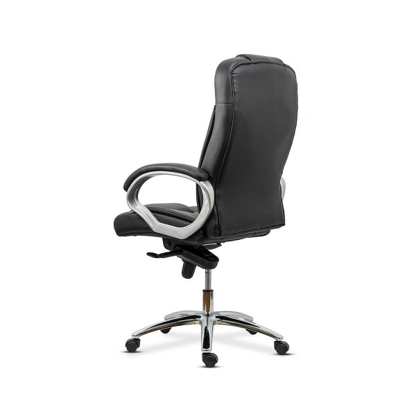 Scaun directorial din piele naturală cu bază metalică OFF 5860 negru