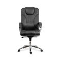Scaun directorial din piele naturală cu bază metalică OFF 5860 negru - imaginea 2