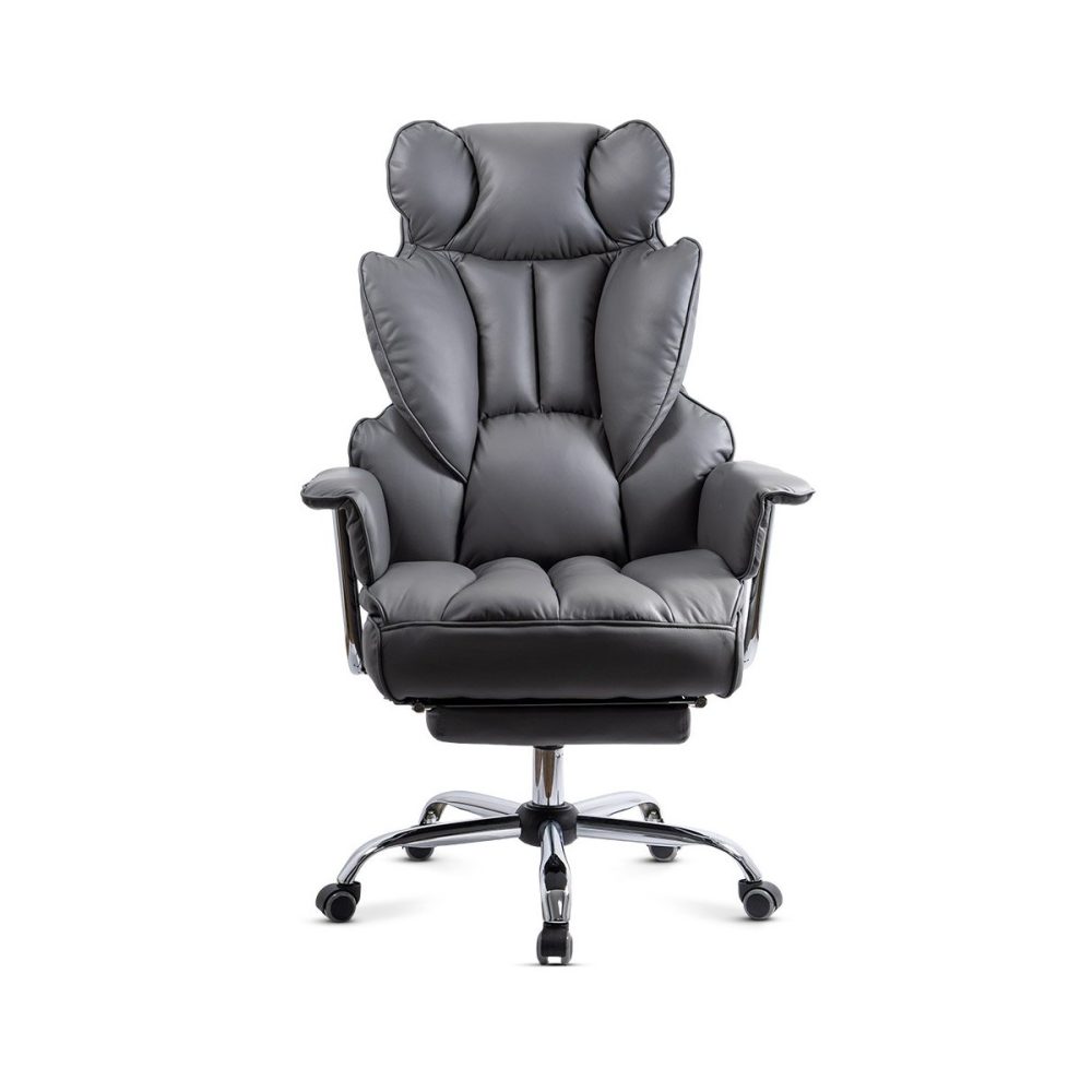 Scaun directorial gri din piele ecologica cu suport pentru picioare OFF 413