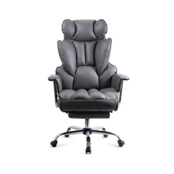 Scaun directorial gri din piele ecologica cu suport pentru picioare OFF 413