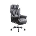 Scaun directorial gri din piele ecologica cu suport pentru picioare OFF 413