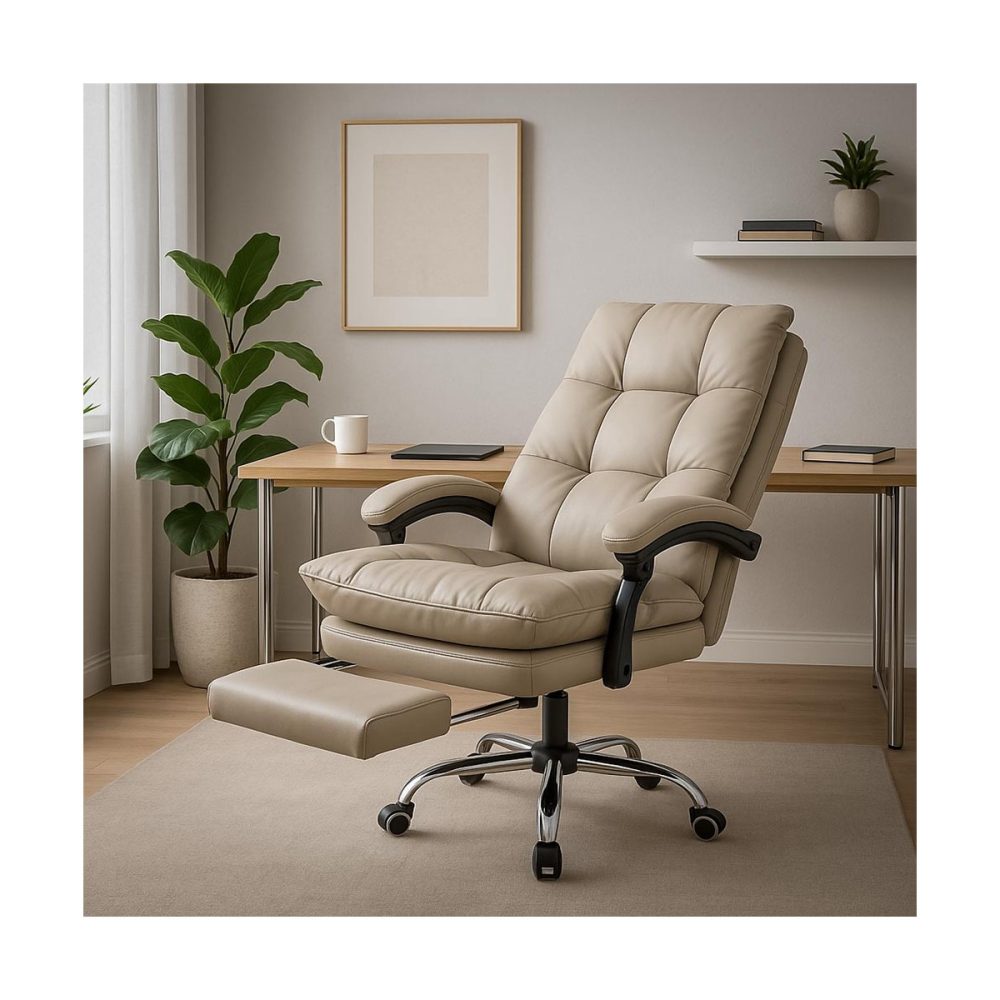 Scaun directorial gri din piele ecologica, reglabil pe inaltime OFF 417