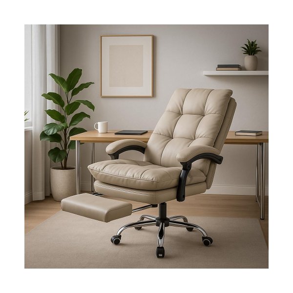 Scaun directorial gri din piele ecologica, reglabil pe inaltime OFF 417