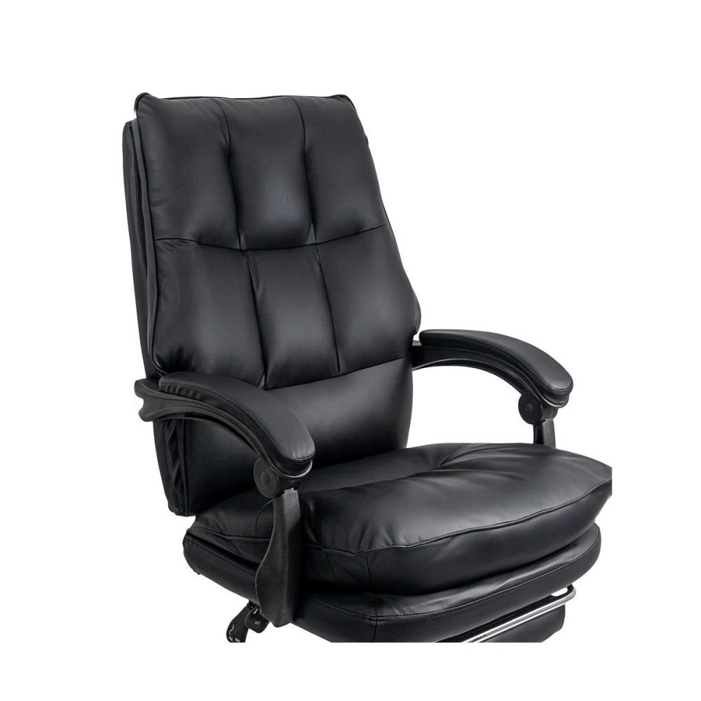 Scaun directorial negru din piele ecologica, cu suport de picioare, rabatabil si elegant OFF 417