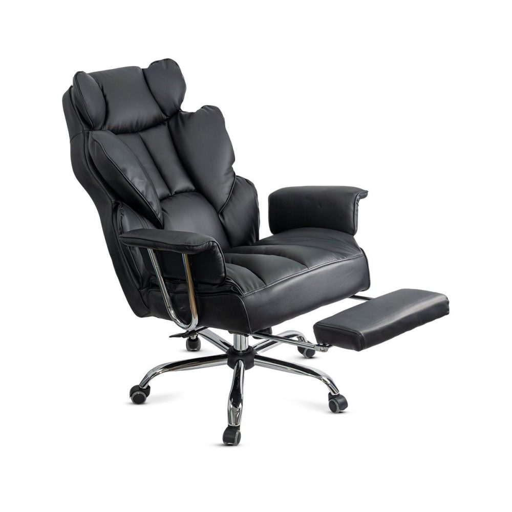 Scaun directorial negru din piele ecologica cu suport pentru picioare OFF 413