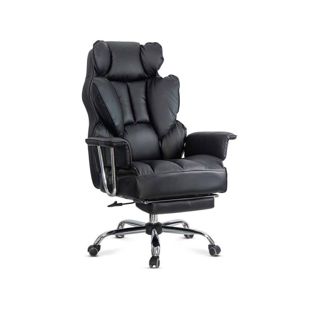 Scaun directorial negru din piele ecologica cu suport pentru picioare OFF 413