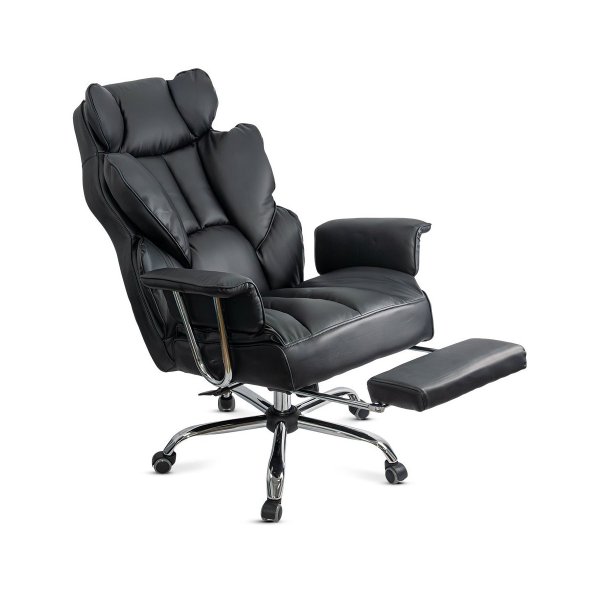 Scaun directorial negru din piele ecologica cu suport pentru picioare OFF 413