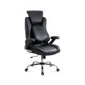 Scaun directorial negru OFF 651 din piele ecologica cu suport lombar si tetiera reglabila - imaginea 1