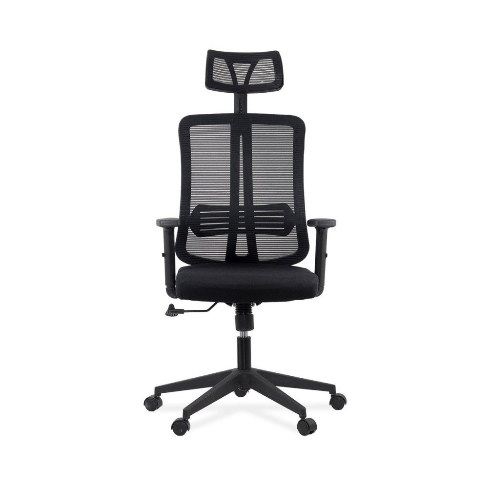 Scaun ergonomic de birou din plasă neagră, cu tetieră și brațe reglabile OFF 402 negru