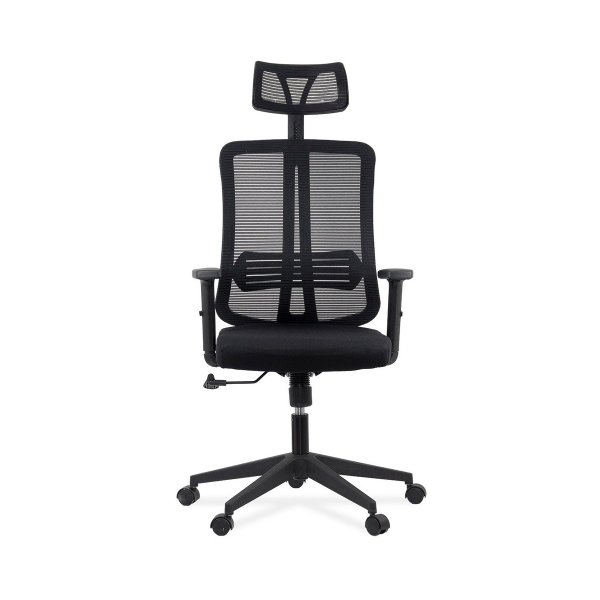Scaun ergonomic de birou din plasă neagră, cu tetieră și brațe reglabile OFF 402 negru