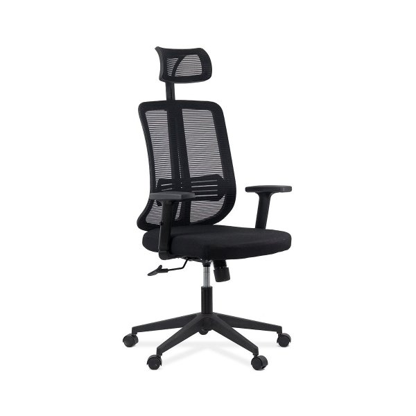 Scaun ergonomic de birou din plasă neagră, cu tetieră și brațe reglabile OFF 402 negru
