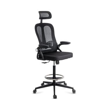 Scaun ergonomic de lucru negru din mesh cu suport picioare reglabil OFF 650