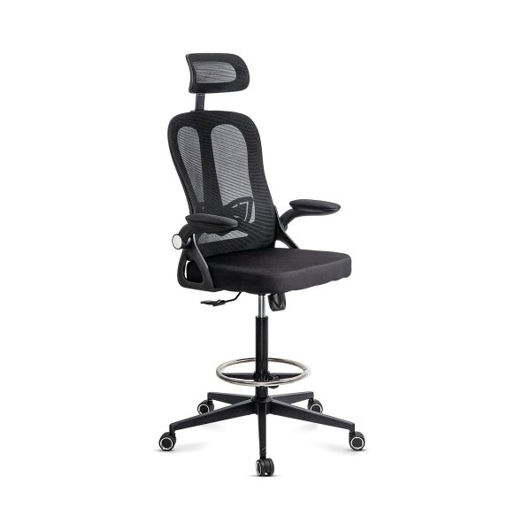 Scaun ergonomic de lucru negru din mesh cu suport picioare reglabil OFF 650