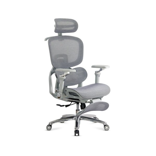 Scaun ergonomic gri din mesh rezistent la 150 kg cu funcție de masaj lombar cu încălzire SYYT 9521