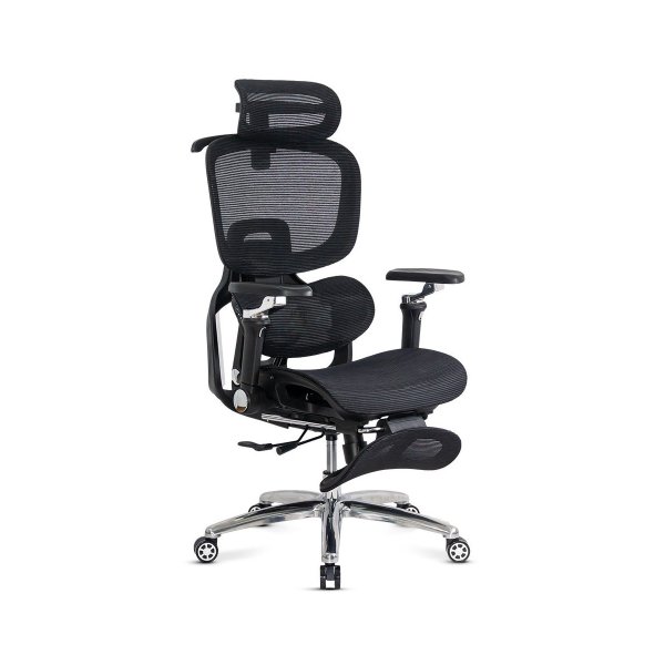 Scaun ergonomic negru din mesh cu șezut cu ventilație și suport lombar cu încălzire și masaj SYYT 9521