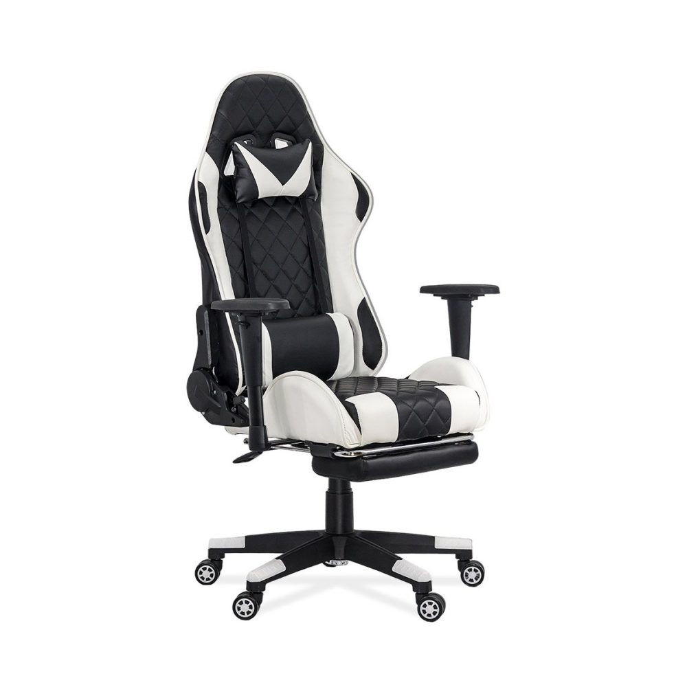 Scaun gaming cu spatar rabatabil si cotiere reglabile OFF 307 alb