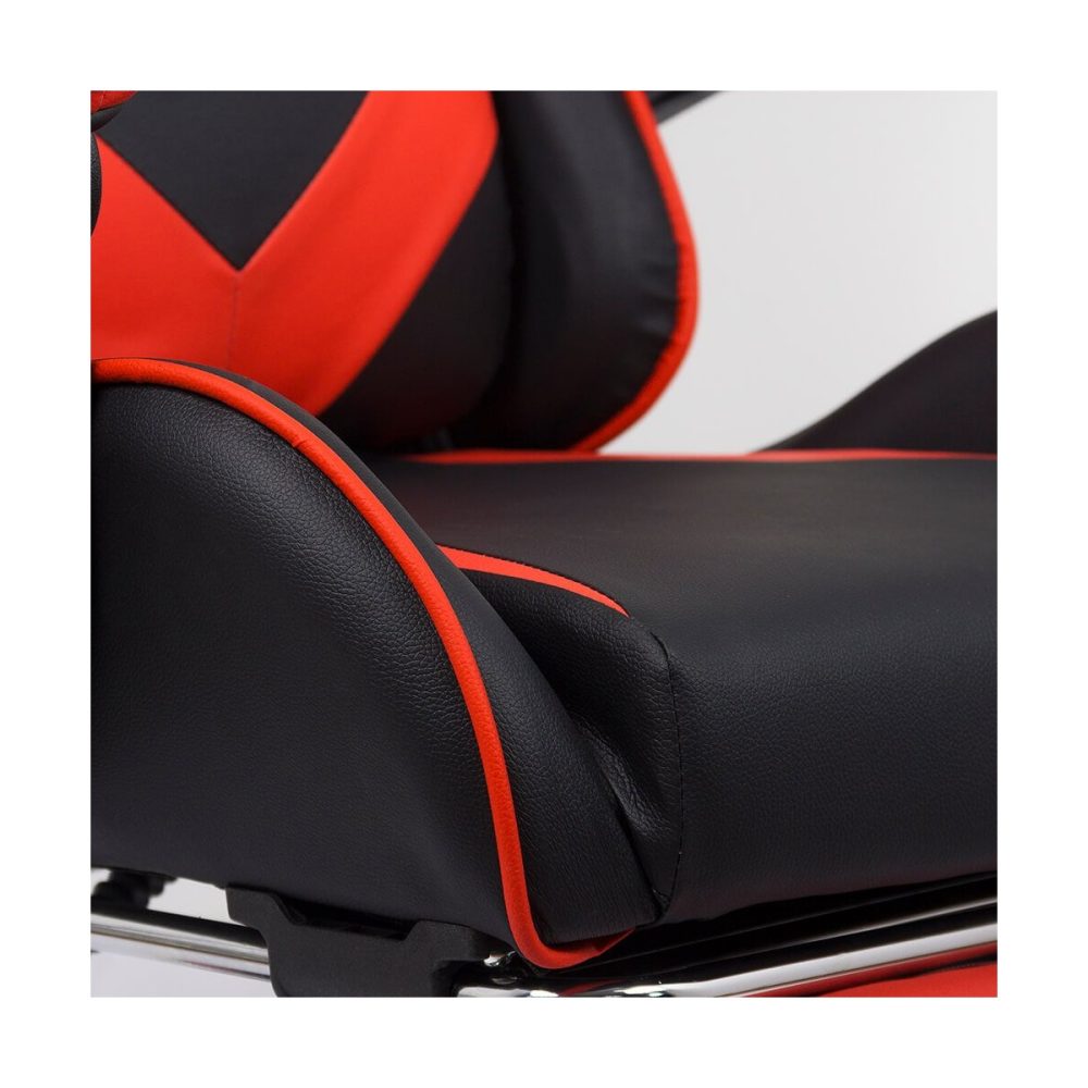 Scaun gaming cu spatar reglabil si suport picioare rosu/negru OFF 299