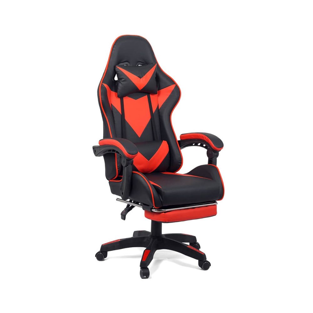 Scaun gaming cu spatar reglabil si suport picioare rosu/negru OFF 299