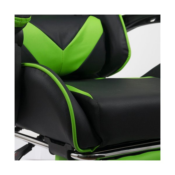 Scaun gaming cu spatar reglabil si suport picioare verde/negru OFF 299