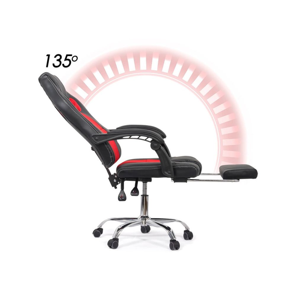 Scaun Gaming de birou cu suport de picioare OFF 3091 rosu