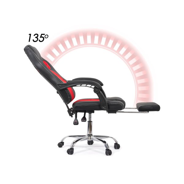Scaun Gaming de birou cu suport de picioare OFF 3091 rosu